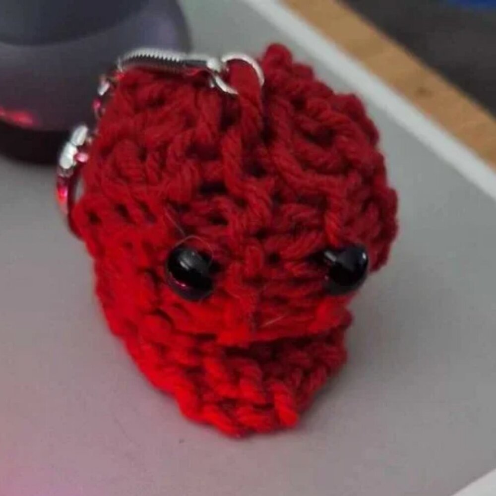 Handmade Yarn Key Chains-Color Red